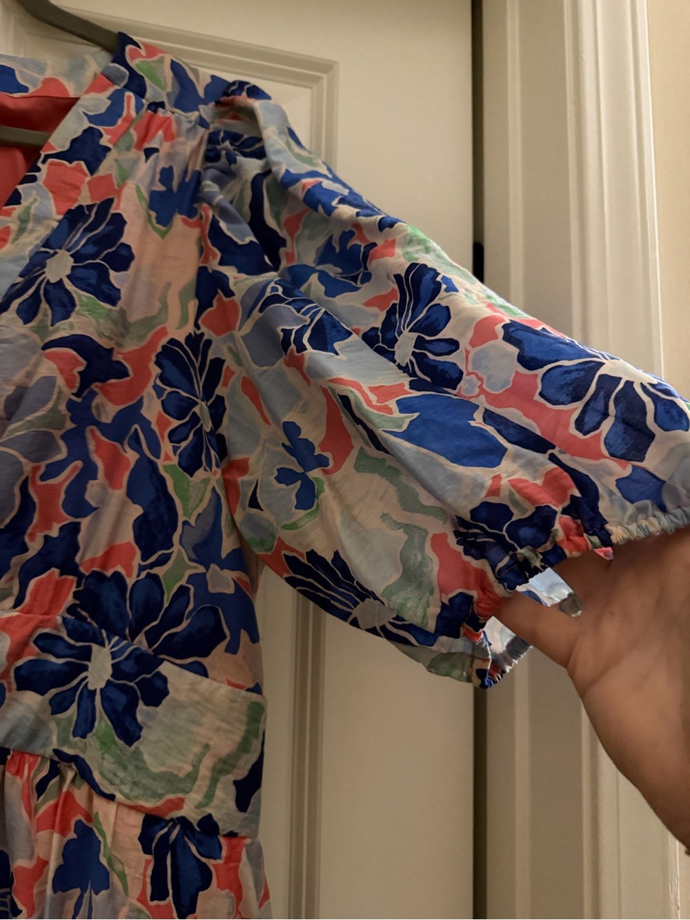Caslon Floral Puff-Sleeve Maxi Dress in Blue and Pink - Picture 4 of 5